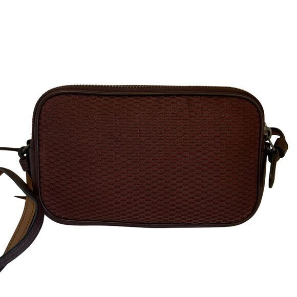 COACH LEGACY Jacquard/Leather Oxblood Burgundy Pouch Crossbody - Picture 3 of 12